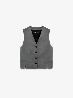 ZARA Grey Tailored Button Vest